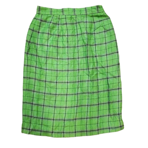 Women's Green‎ Plaid Retro Pencil Midi Skirt Small